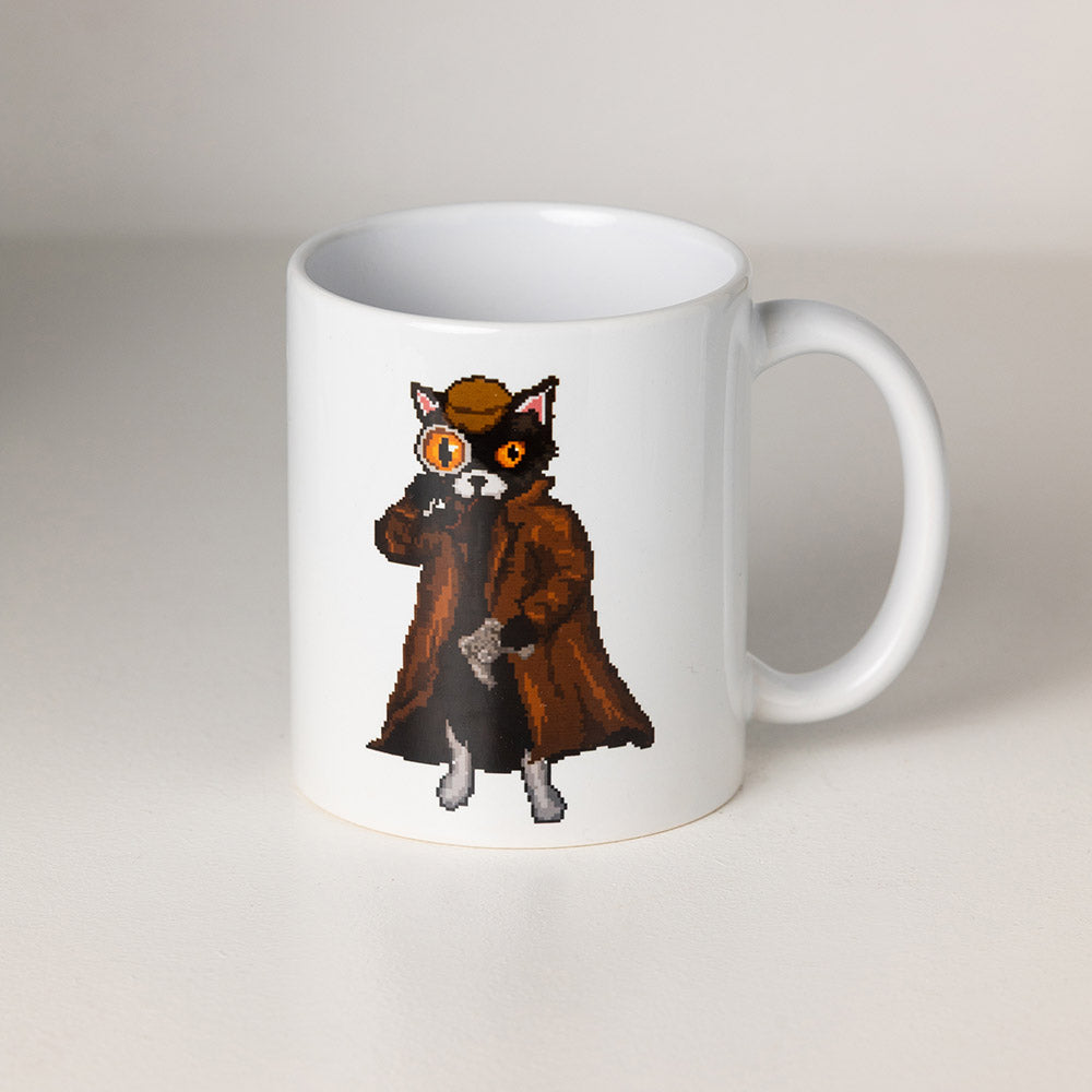 The Geek Detective Pixel Art Cat Mug