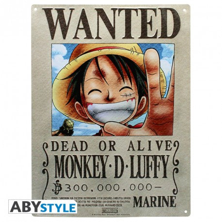 ONE PIECE - Μεταλλική πλάκα "Luffy Wanted" (28x38)*