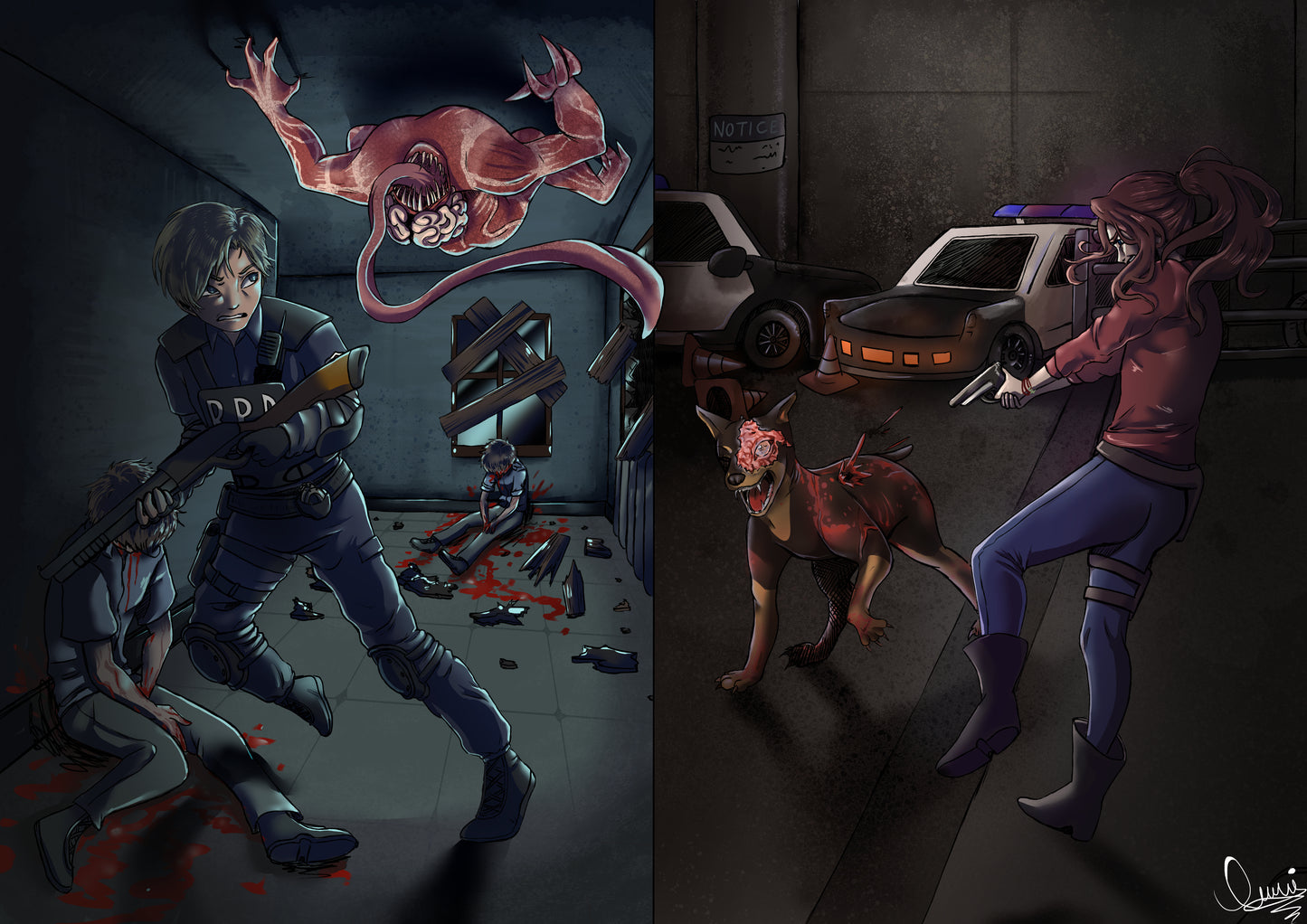 Αφίσα Resident Evil 2, 25th anniversary/ Leon Kennedy & Clair Redfield