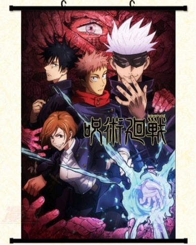 Jujutsu Kaisen Wallscrolls - Satoru Gojou - Yuuji Itadori - Megumi Fushiguro - Nobara Kugisaki