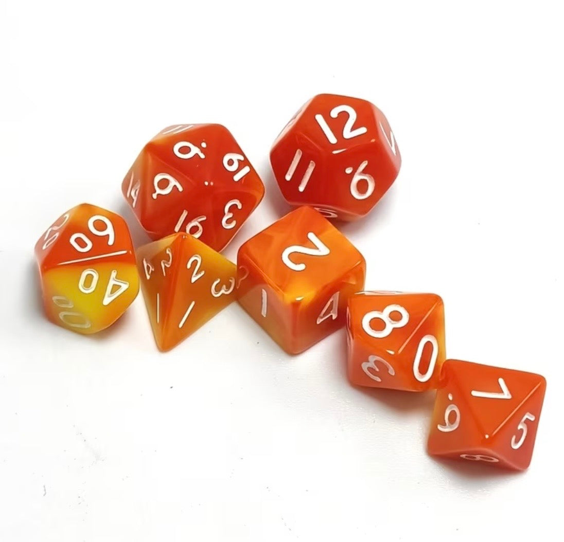 Amber Flame Dice Set Mini