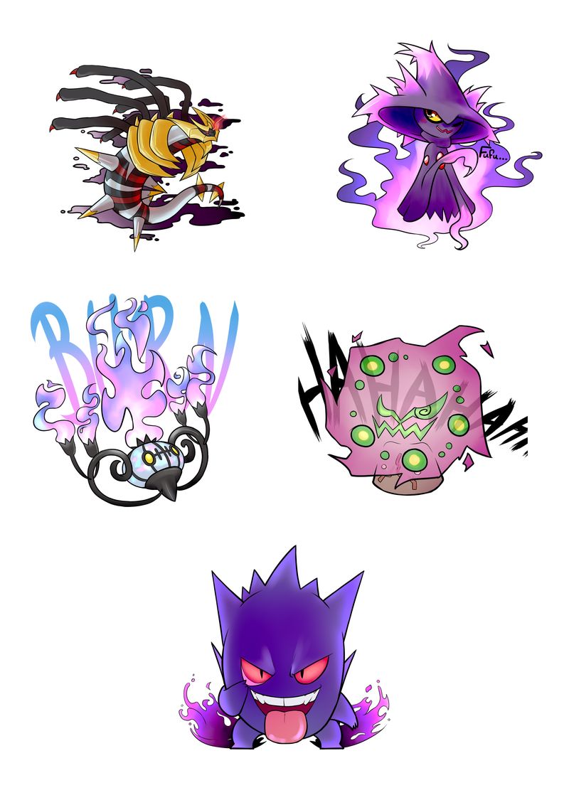 Σετ αυτοκόλλητα Ghost type Pokemon