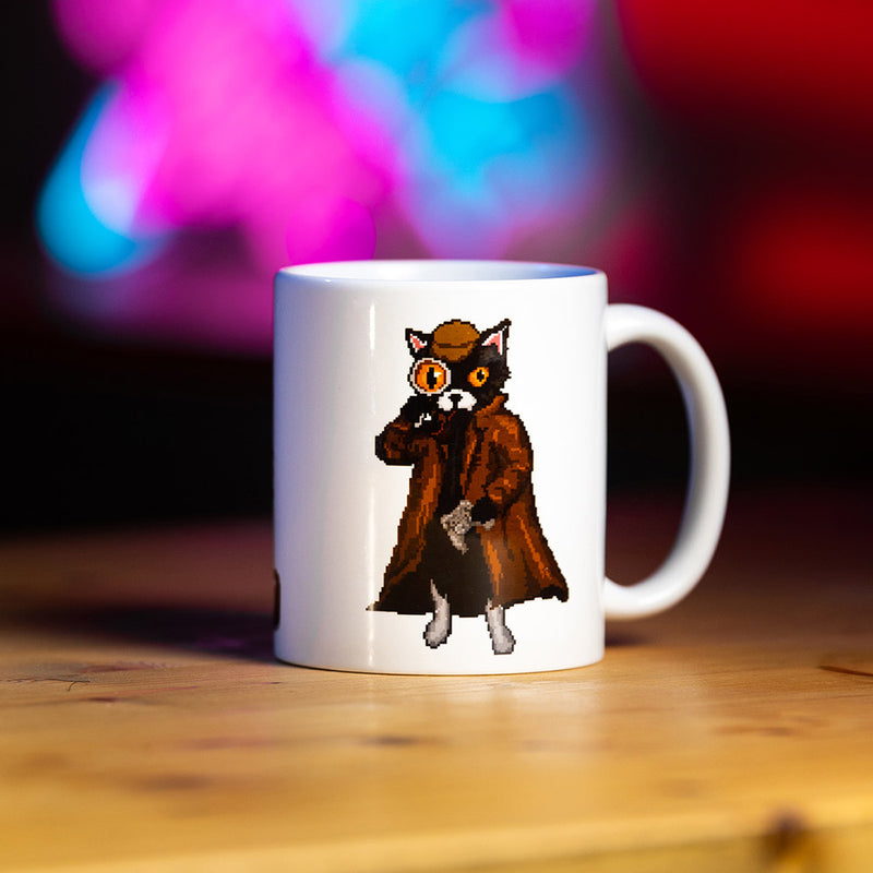 The Geek Detective Pixel Art Cat Mug