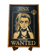 Χειροποίητη Ξύλινη Πινακίδα Jinx – “Piltover Wanted”