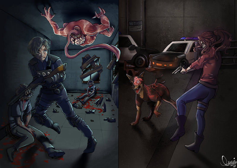 Αφίσα Resident Evil 2, 25th anniversary/ Leon Kennedy & Clair Redfield