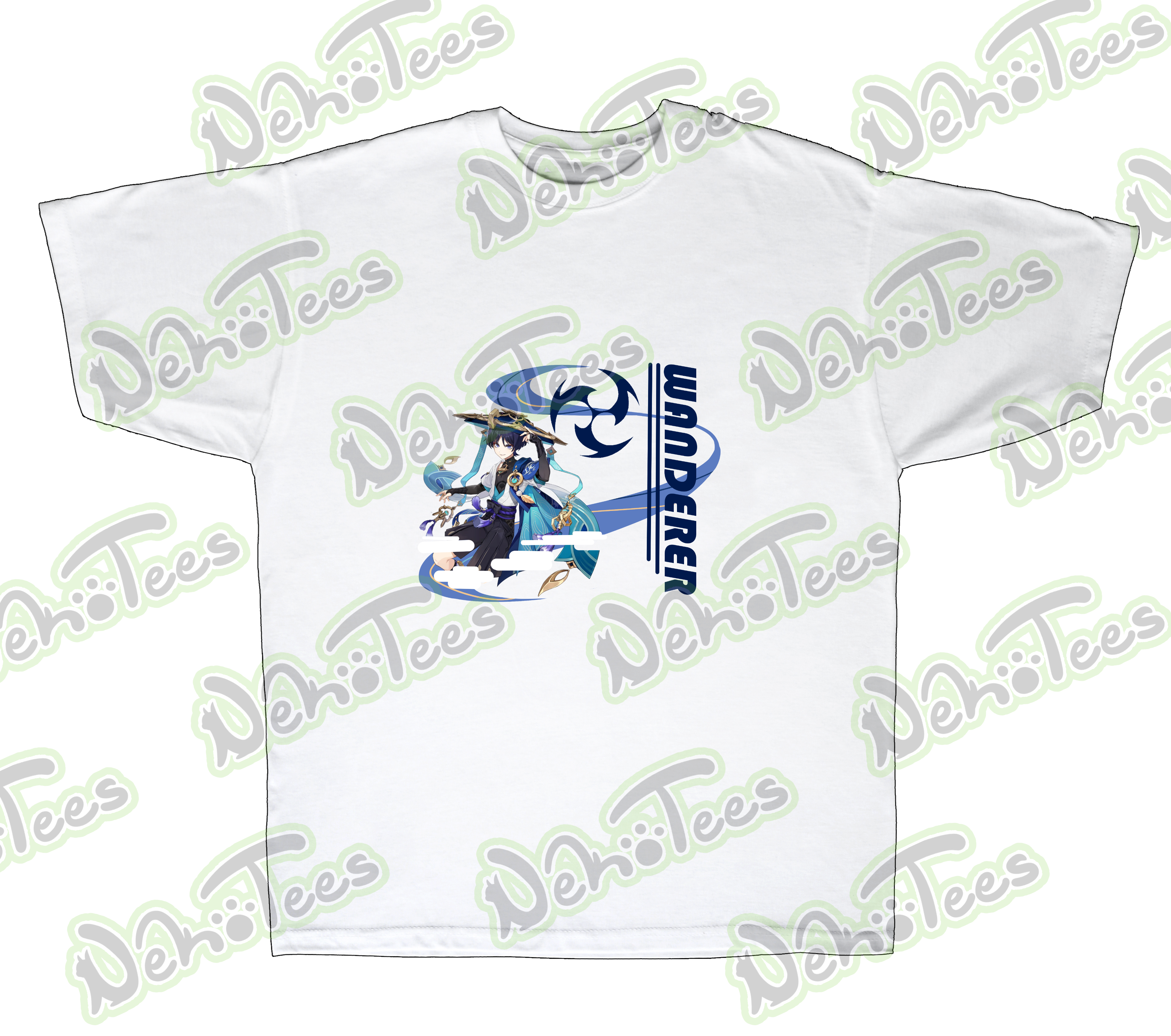 NekoTees - Λευκό μπλουζάκι Genshin Impact - Wanderer