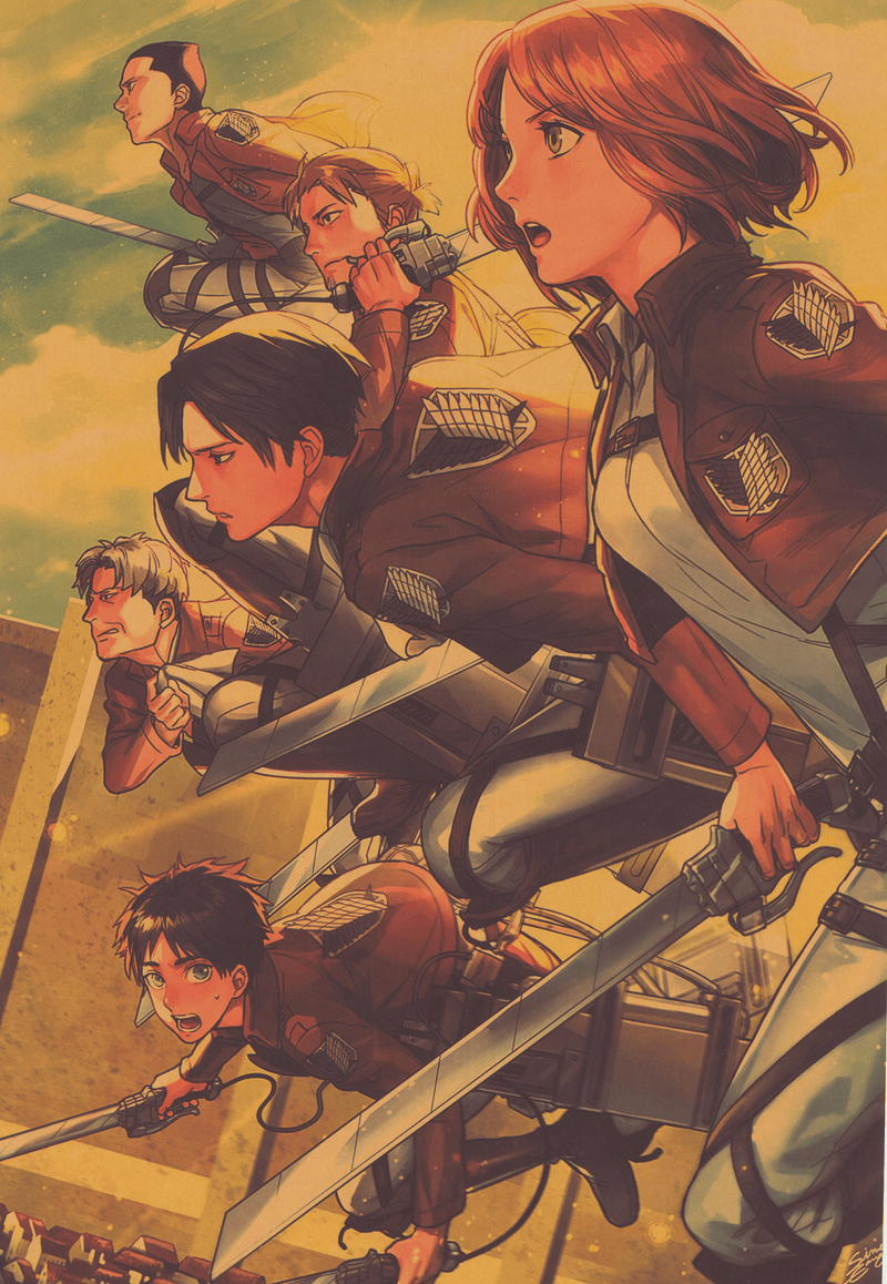 Attack on Titan Poster ομάδα Levi + Eren