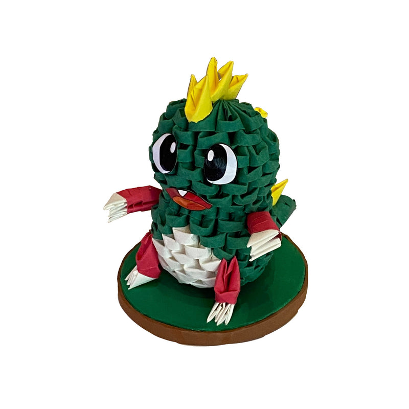 Bubble Bobble 3D Origami - Bub Dark Green